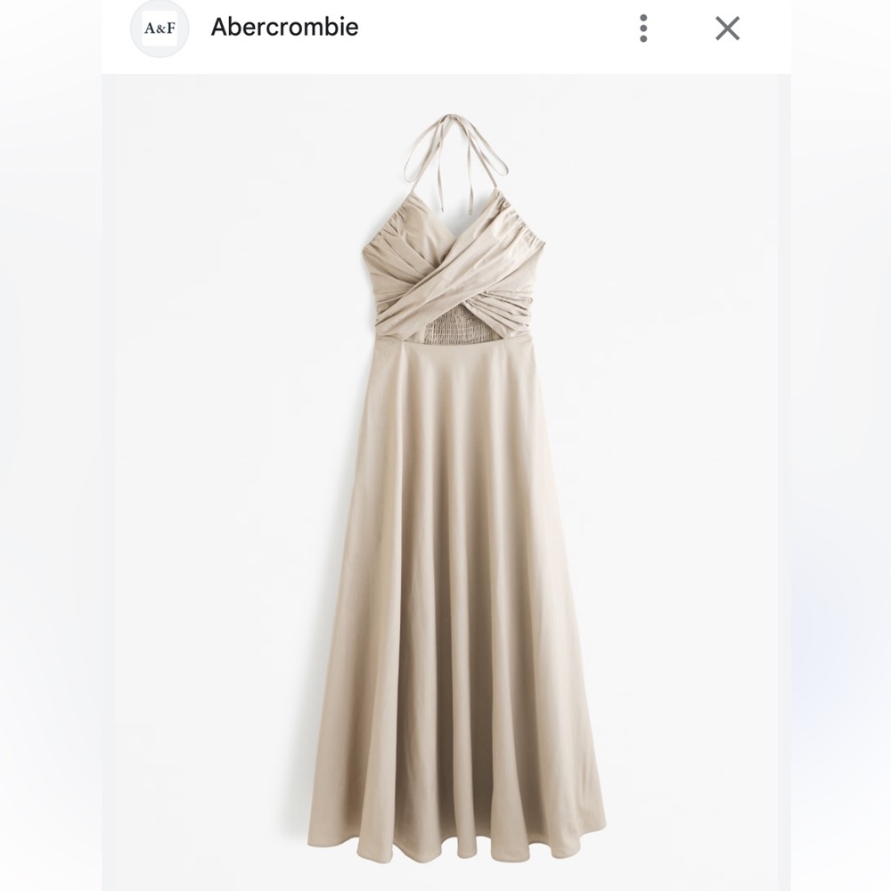 Abercrombie A&F fully lined tan khaki Beige Crossover Bodice Midi Maxi Dress